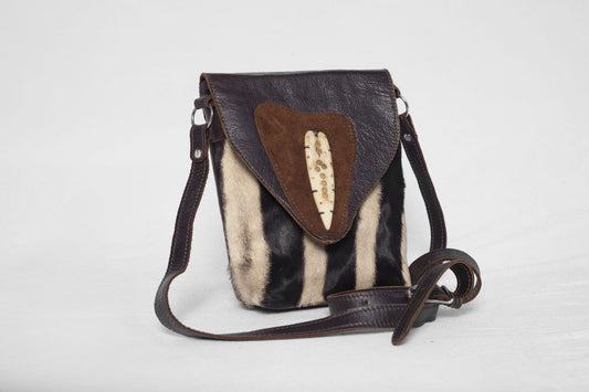 Zebra Hide Handbag with Leather Strap